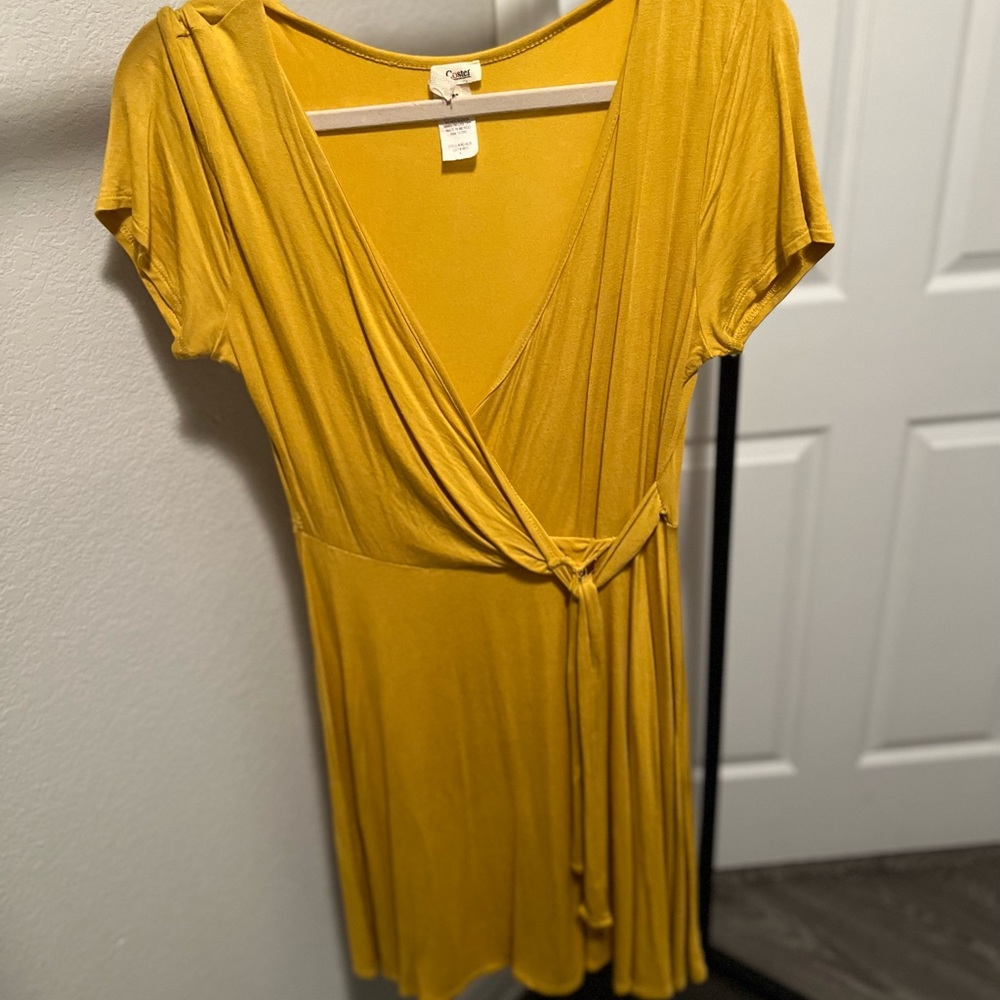 Yellow wrap dress